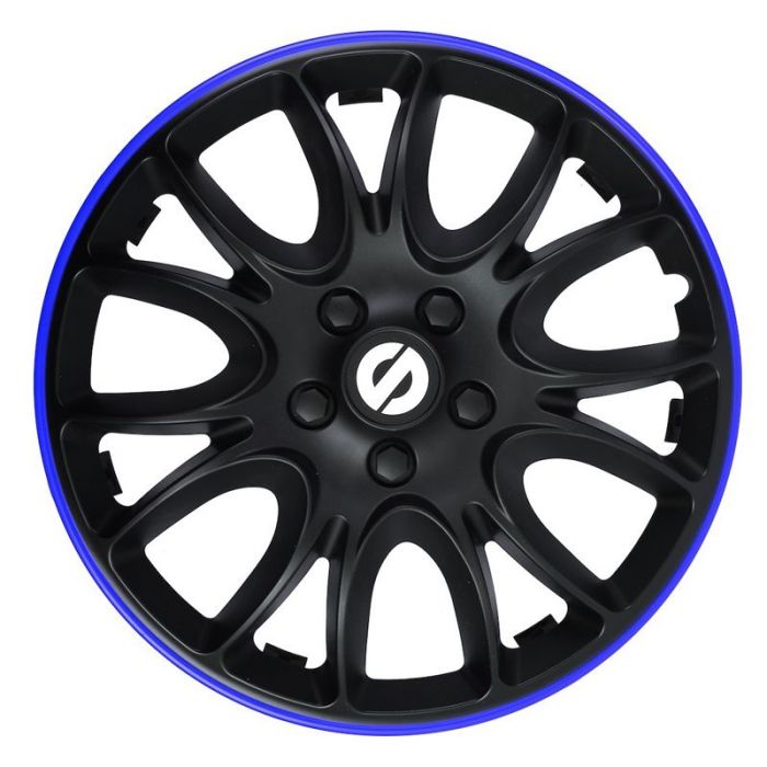 4-Delige Sparco Wieldoppenset Veneto 14-inch zwart/blauw