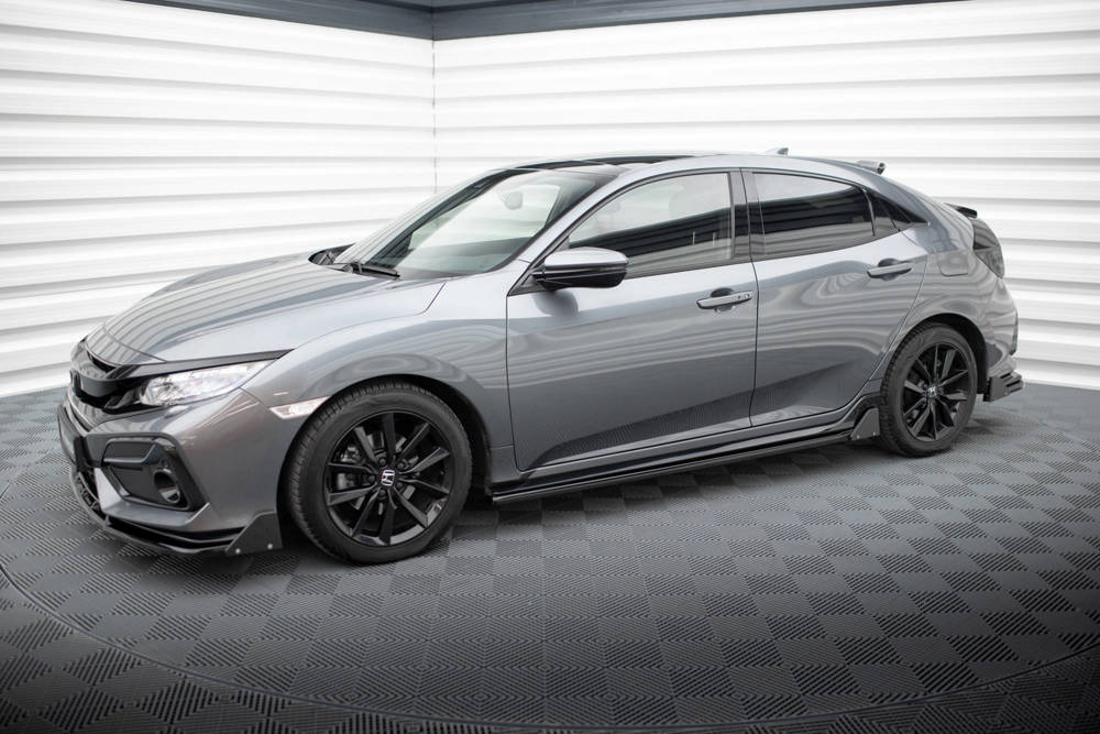 Zijskirts met Canards Honda Civic Sport 2020 - 2023 Maxton Glans Zwart