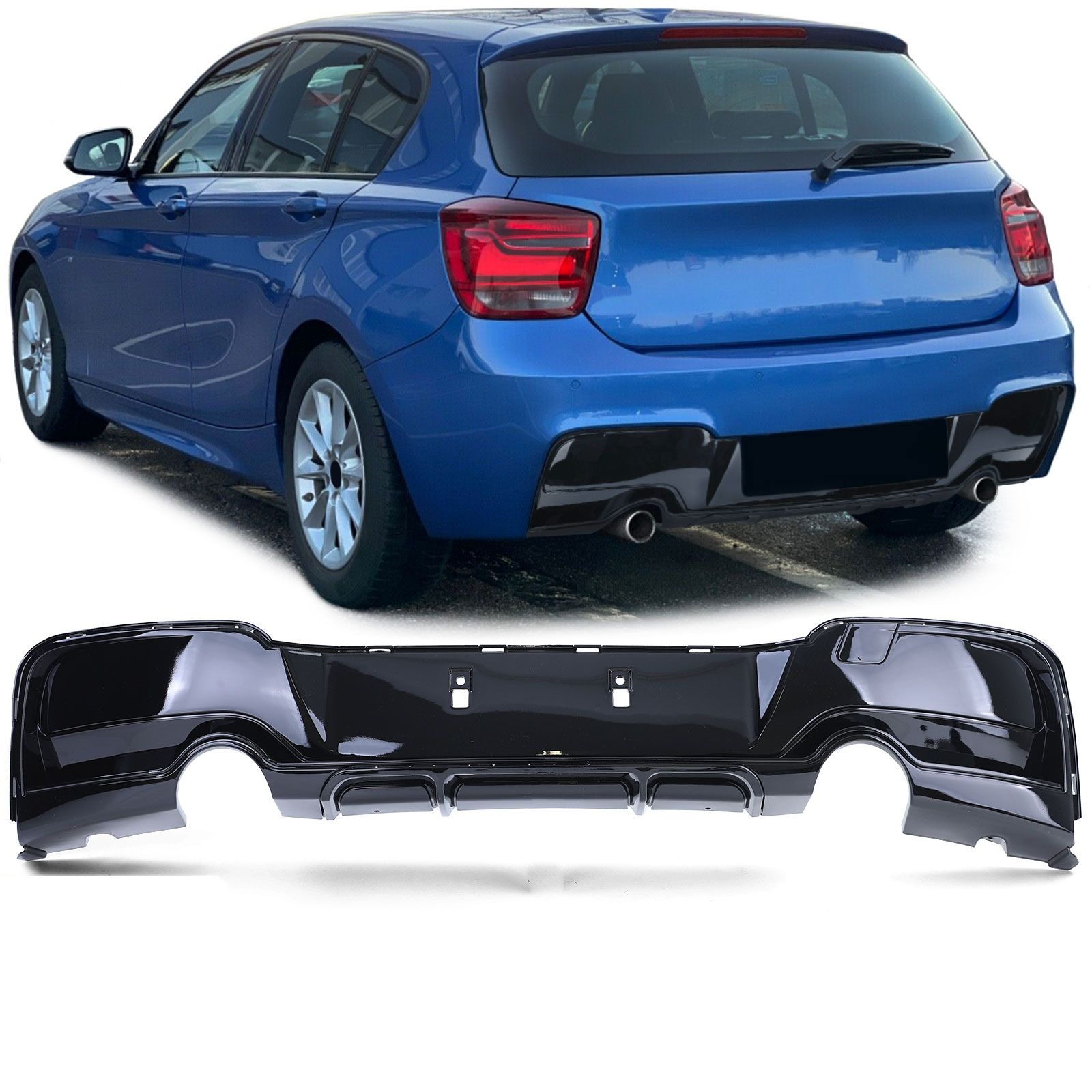 Achterbumper Diffusor BMW 1-Serie F20/F21 10-15 Performance Glans Zwart