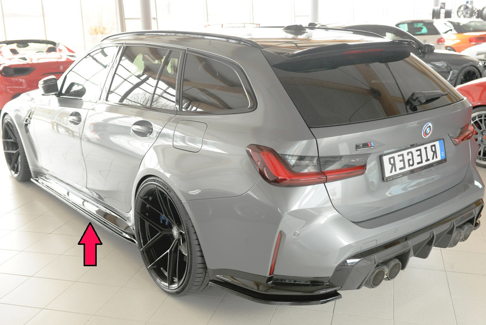 Zijskirts BMW 3-series G80 M3 (G234M): 03.2021 glans zwart