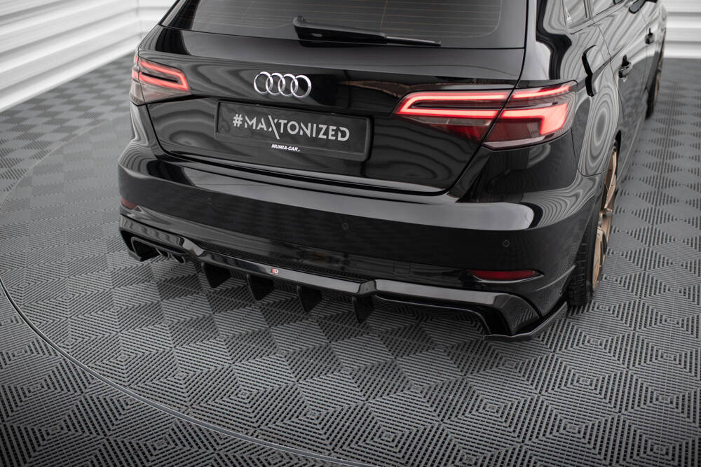 Diffuser Audi A3 S-Line Sportback 8V FL Maxton Glans Zwart
