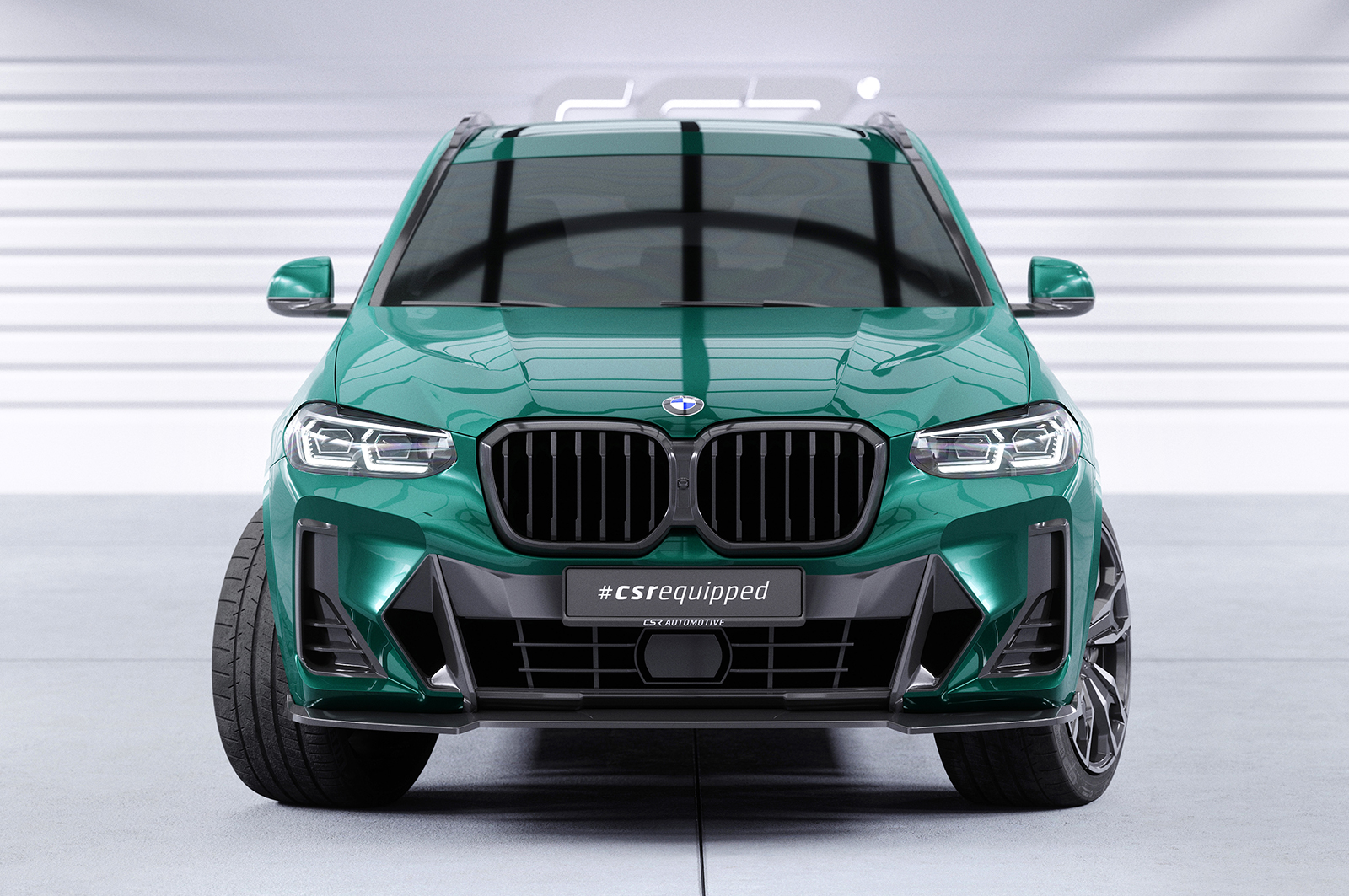 Voorspoiler BMW X3 G01 M pakket FL CSR Glans Zwart
