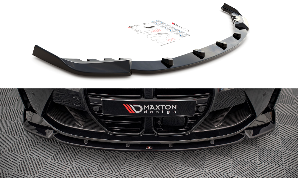 Voorspoiler V.3 BMW M4 G82 / M3 G80 / G81 Maxton Glans Zwart