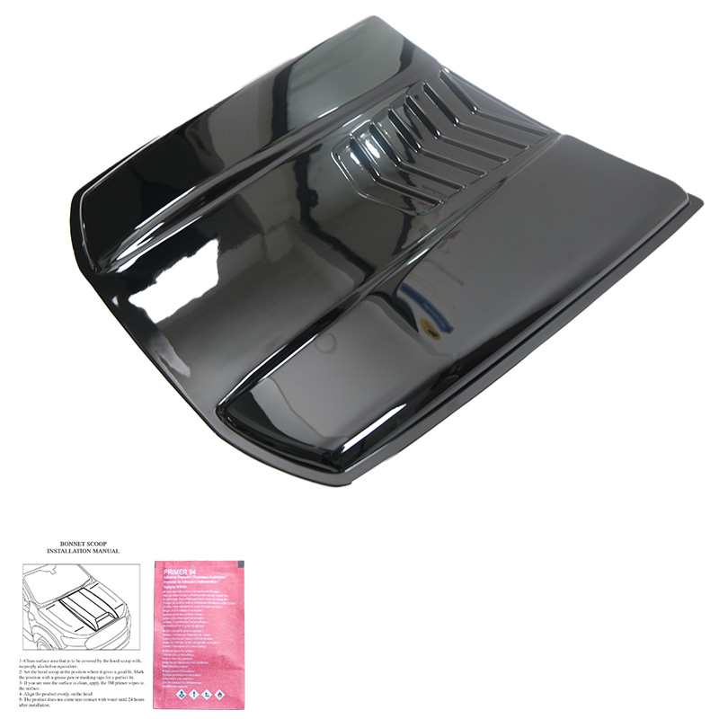 Motorkapluchtinlaat (Scoop)  Volkswagen Amarok MK1 2010-2022 & Nissan Navara D40 2005-2010 - Glanzend zwart