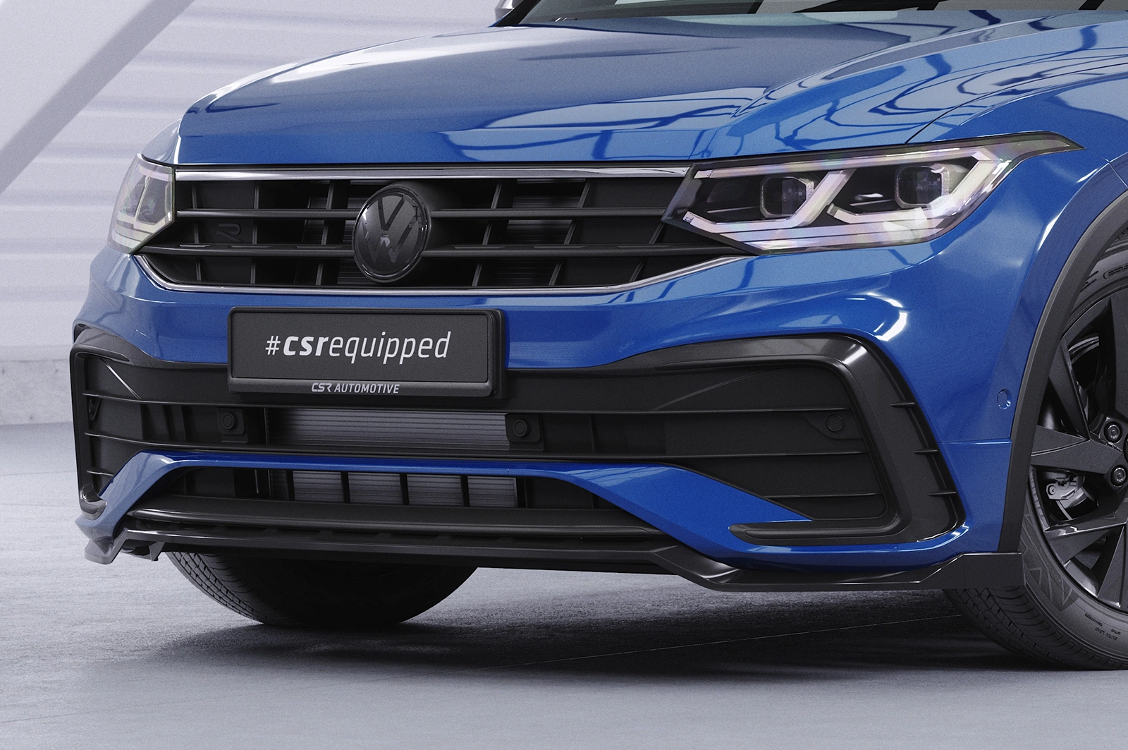 Voorspoiler VW Tiguan II (Typ AD1) R-Line 09/2020–heden (Facelift) – CSR Automotive – Glans Zwart