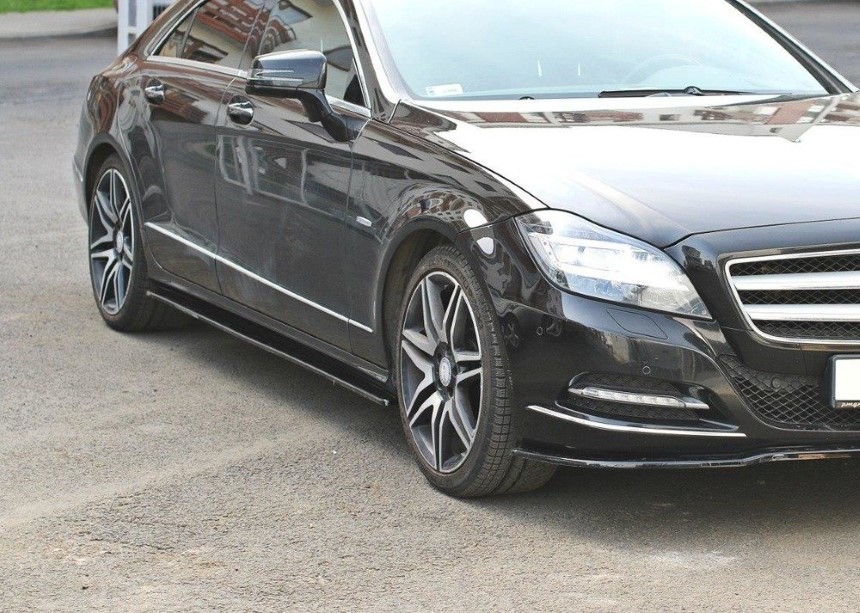Zijskirts Mercedes CLS W218 Maxton Design glans zwart