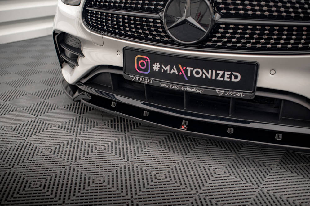 Voorspoiler V.2 Mercedes E Klasse W213 FL AMG Line Maxton Glans Zwart