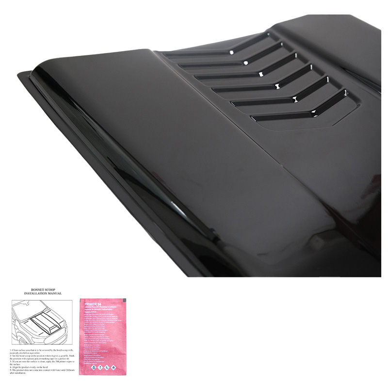 Motorkapluchtinlaat (Scoop)  Volkswagen Amarok MK1 2010-2022 & Nissan Navara D40 2005-2010 - Glanzend zwart