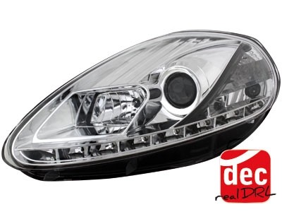 Headlights Fiat Grande Punto 05-08 Devil Eyes Dlite LED Chrome