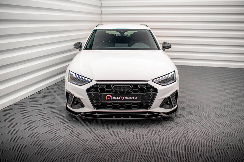 Voorspoiler V.1 Audi A4 S-Line & S4 B9 FL Maxton Glans Zwart