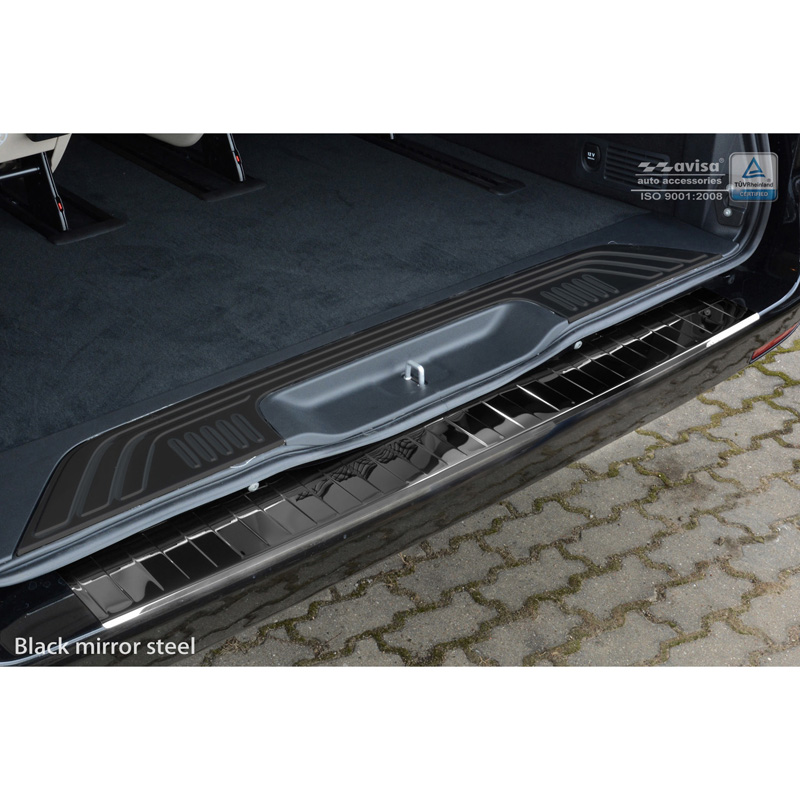 Zwart-Chroom RVS Achterbumperprotector  Mercedes Vito / V-Klasse 2014-2019 & Facelift 2019- 'Ribs'
