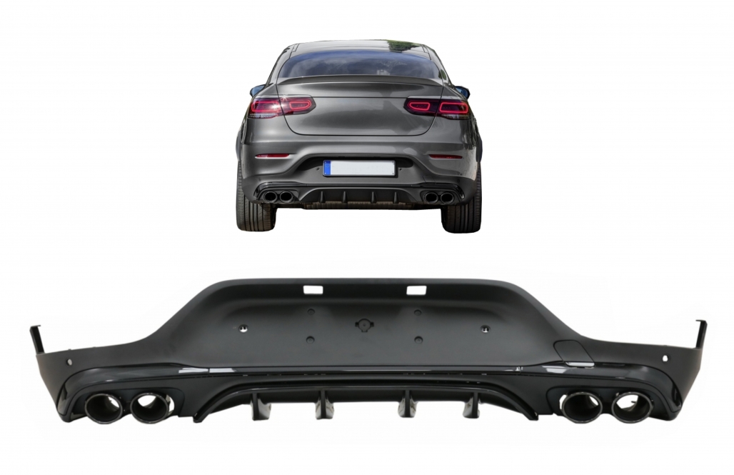 Diffusor Mercedes GLC C253 (2020-..) Coupe Facelift GLC43 incl. Uitlaat Stukken Zwart