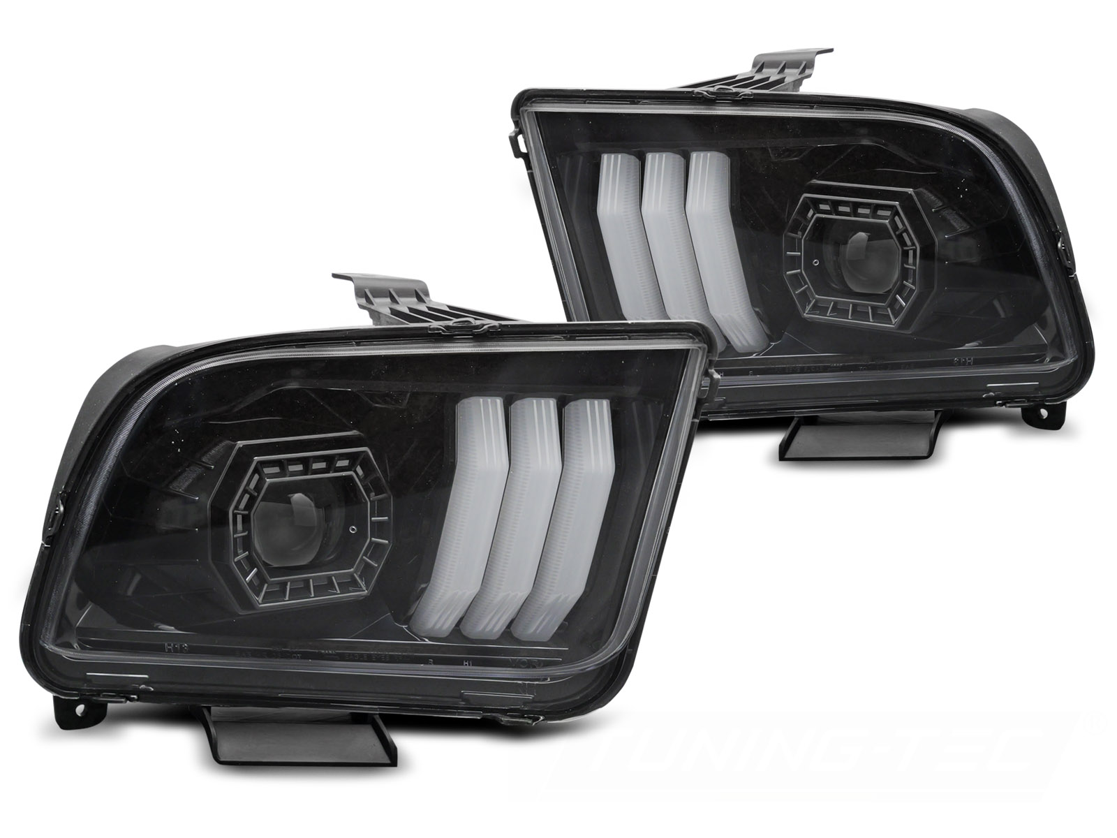 Koplampen Ford Mustang Tube Zwart 2004-2009