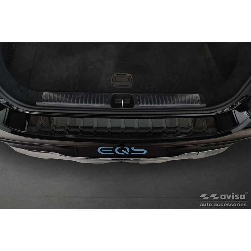 Echt 3D Carbon Achterbumperprotector  Mercedes EQS SUV (X296) 2022- 'Ribs'