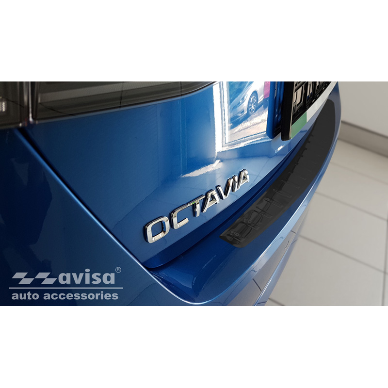 Zwart RVS Achterbumperprotector  Skoda Octavia IV Liftback 2020-2024 & FL 2024- 'Ribs'