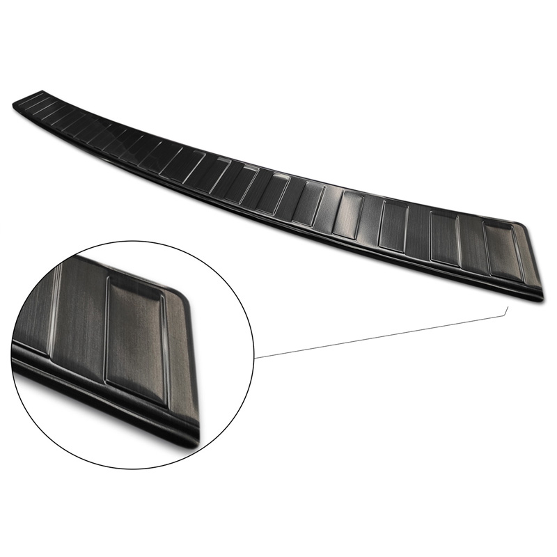 Zwart RVS Achterbumperprotector  VW Transporter T5 2003-2015 (alle) & T6 2015- / FL 2019- (met achterdeuren) 'XL' 'Ribs'