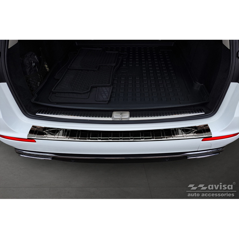 Zwart-Chroom RVS Achterbumperprotector  Mercedes E-Klasse Estate S213 2016- (incl. E53 AMG) 'Ribs'