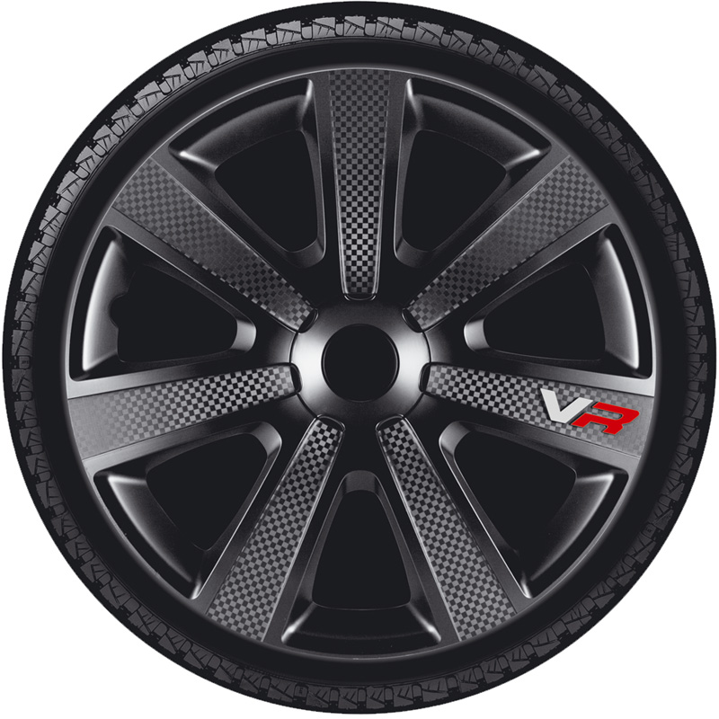 4-Delige Wieldoppenset VR 13-inch zwart/carbon-look/logo