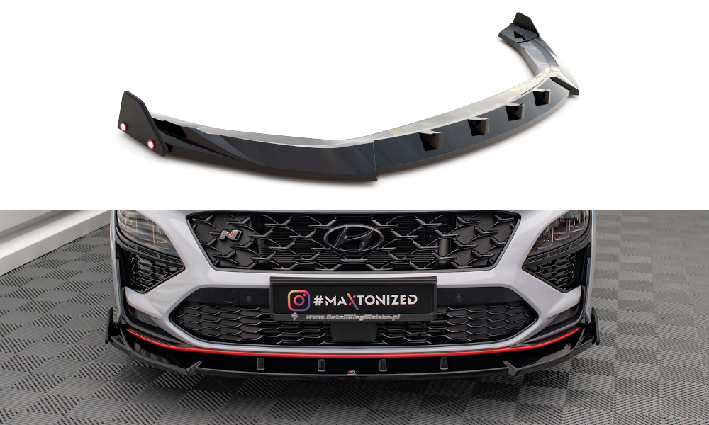 Voorspoiler V.2 met Canards Hyundai Kona N Maxton Glans Zwart