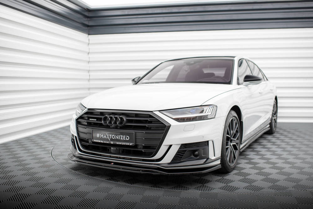 Voorspoiler V.1 Audi A8 S-Line / S8 D5 Maxton Glans Zwart