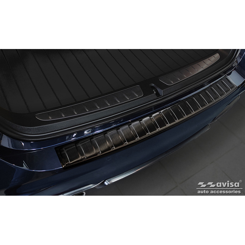 Zwart RVS Achterbumperprotector  BMW 3-Serie (F31) Touring 2012-2015 & FL 2015-2019 'Ribs'