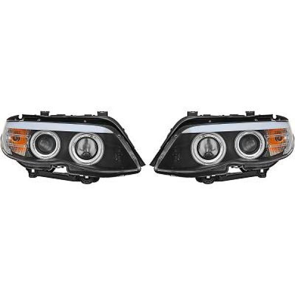 Headlights BMW X5 E53 Angel Eyes black
