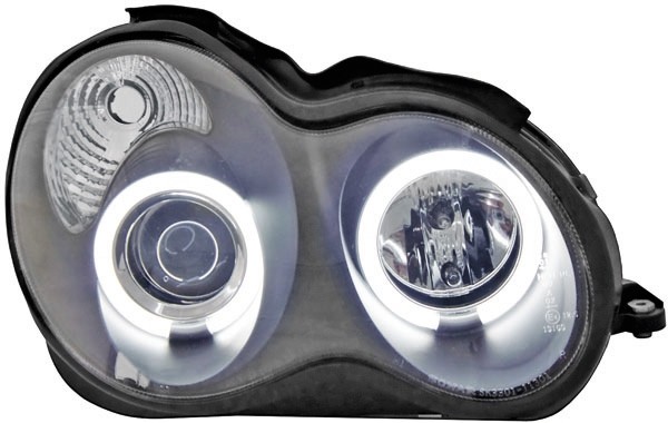 Faros Mercedes W203 00-07 h1+h1 Angel Eyes CCFL black