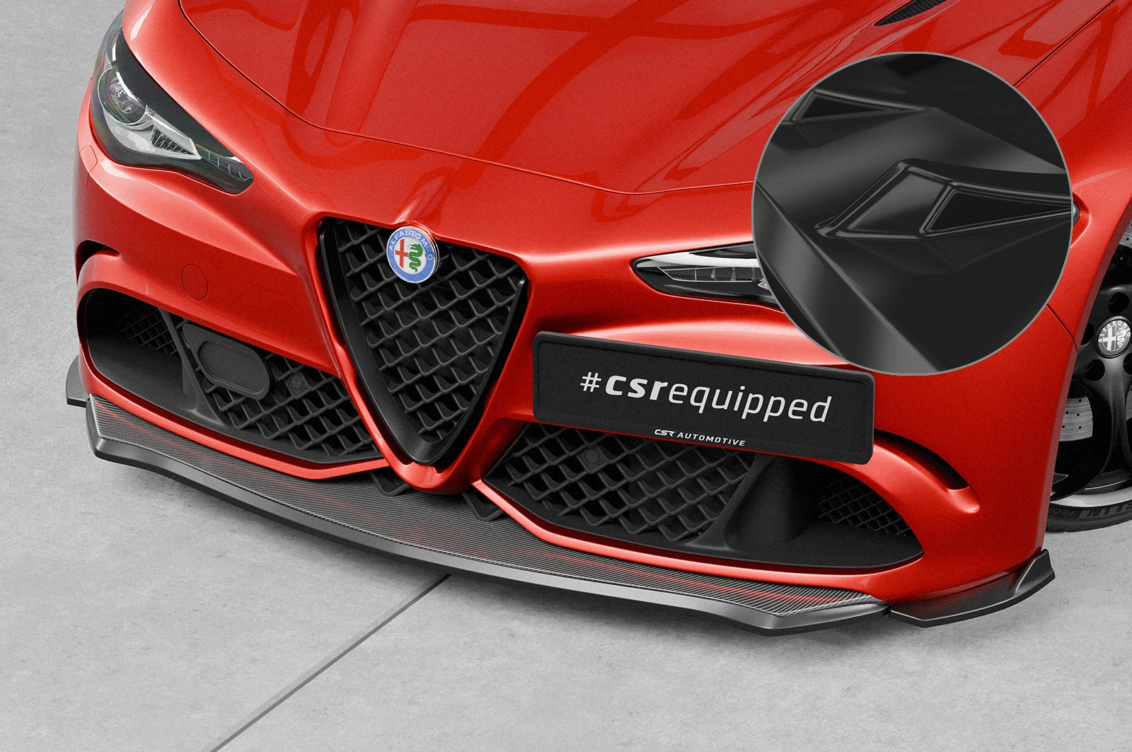 Voorspoiler Alfa Romeo Giulia Quadrifoglio glans zwart
