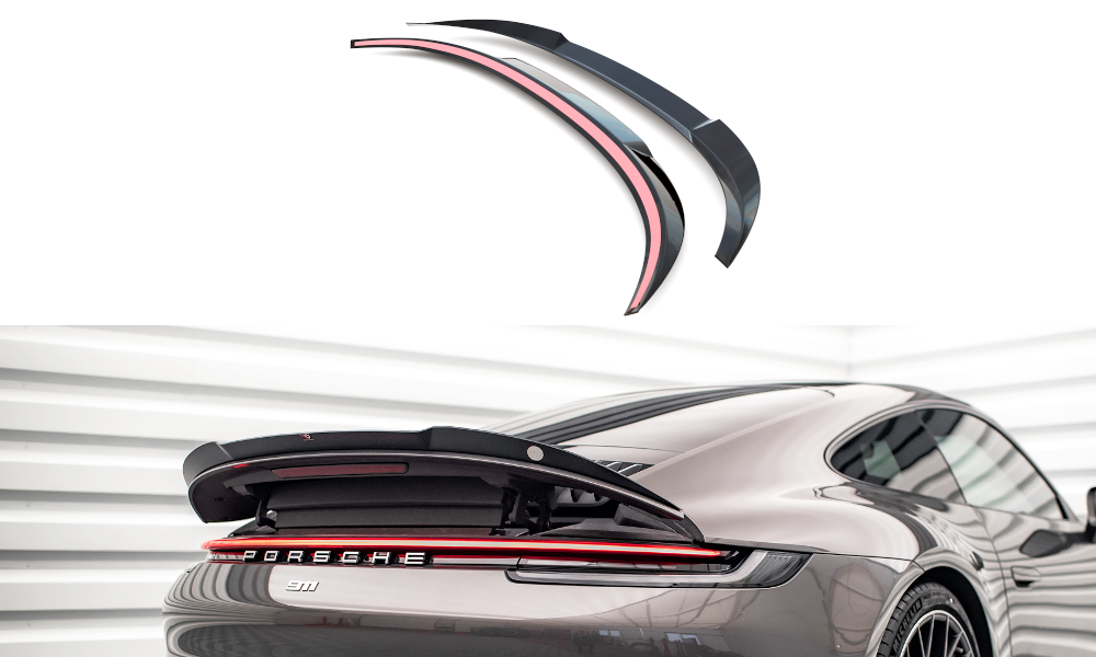 Spoiler Porsche 911 992 Carrera & Carrera S Maxton Glans Zwart