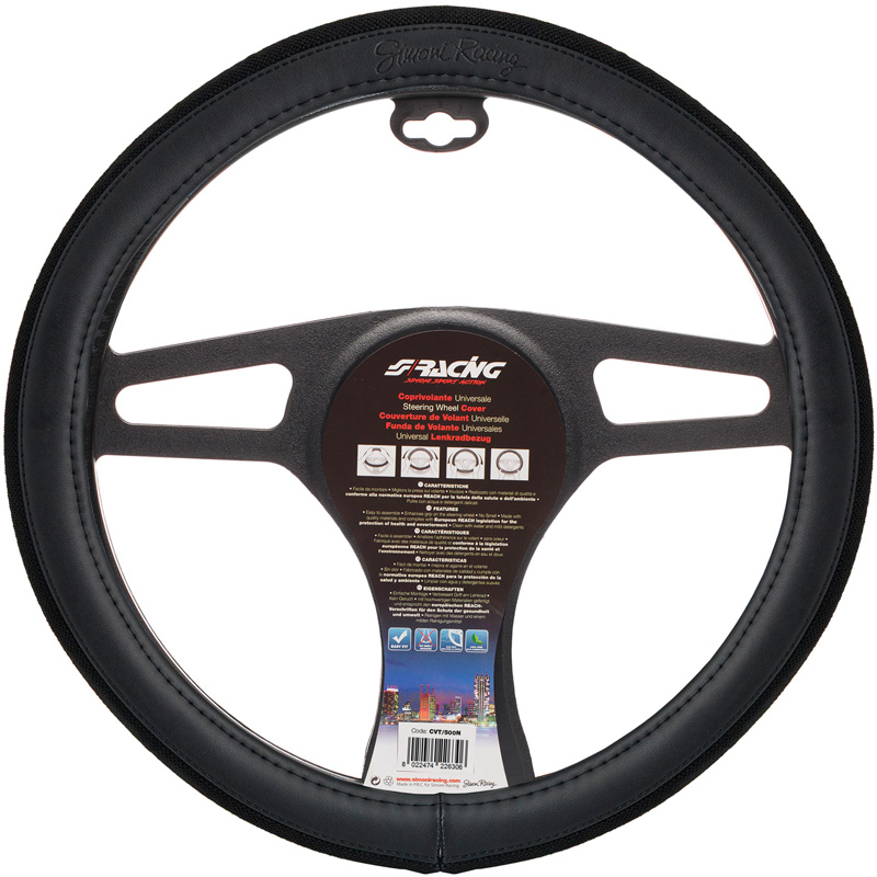 Simoni Racing Stuurwielhoes 500 - Zwart Eco-Leder/Katoen - 37-39cm