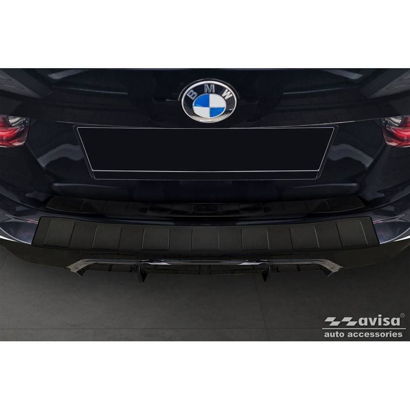 Matzwart RVS Achterbumperprotector  BMW 3 Serie Touring (G21) Facelift 2022- met M-Pakket 'Ribs'