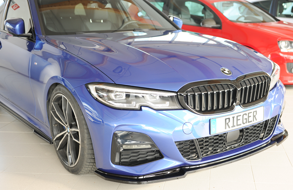 Voorspoiler BMW 3 Serie G20 Rieger Glans Zwart