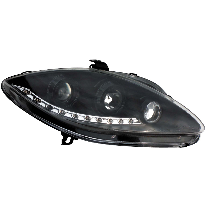 Set Koplampen in DRL-Look  Seat Leon/Altea/Toledo 2005-2009 - Zwart