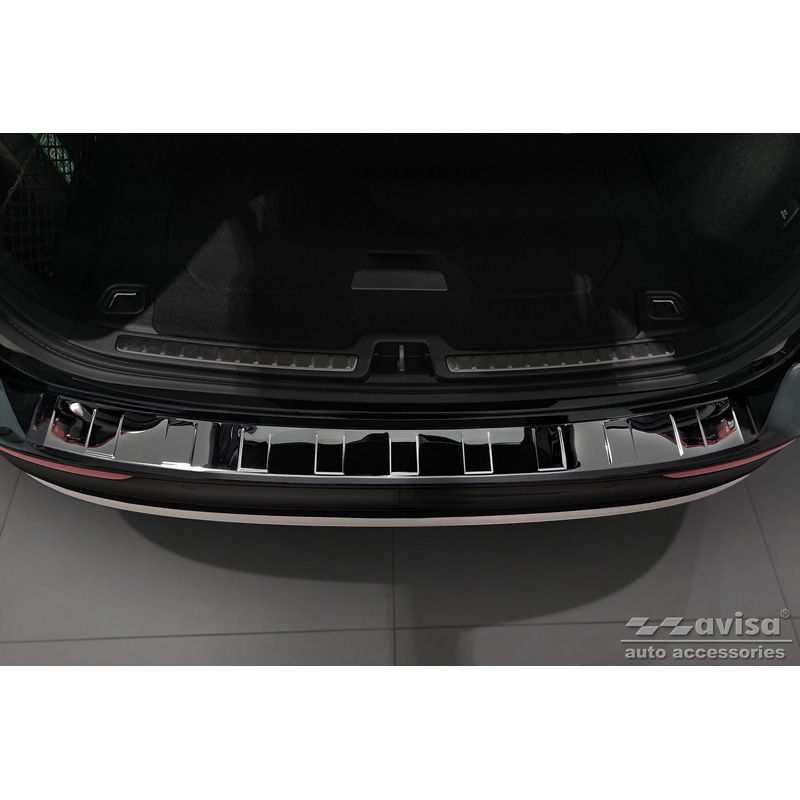 Zwart Chroom RVS Achterbumperprotector  Volvo V60 II / V60 II Cross Country 2018- & V60 II Plug- In Hybrid / R-Design 2019- 'Ribs'