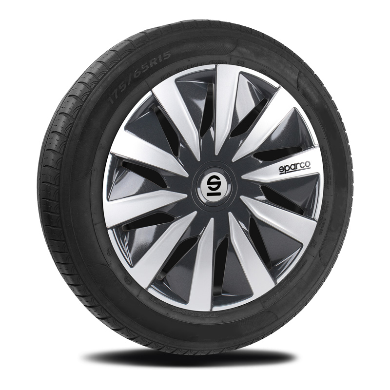 4-Delige Sparco Wieldoppenset Lazio 16-inch grijs/zilver