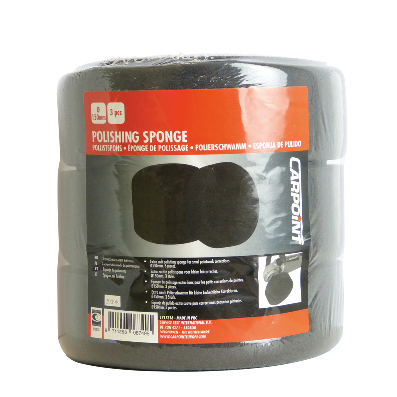 Carpoint Polijstsponzen 150mm Zwart/Extra Soft - 3-stuks