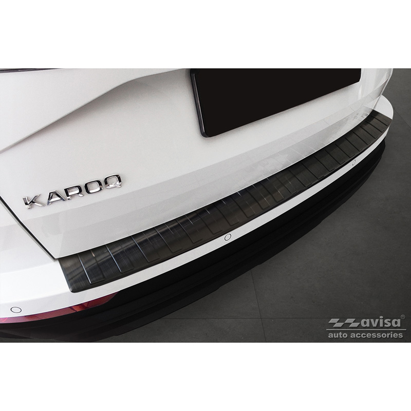 Zwart RVS Achterbumperprotector  Skoda Karoq Facelift 2022- + Sportline Facelift 2022-  'Ribs'