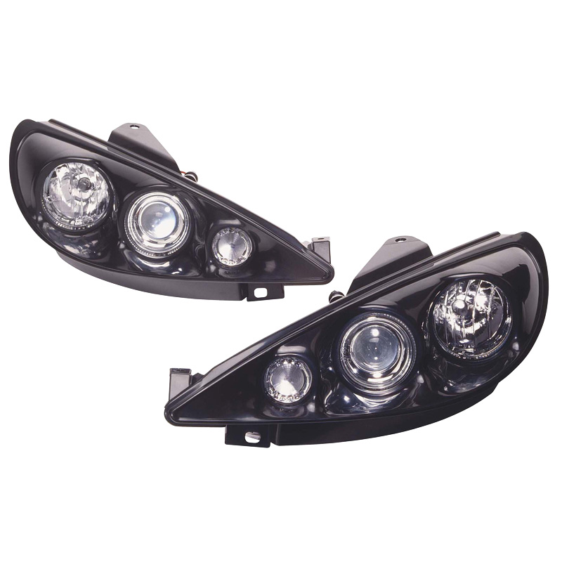Set Koplampen  Peugeot 206 1998-2002 excl. GTi - 3D-Style - Zwart
