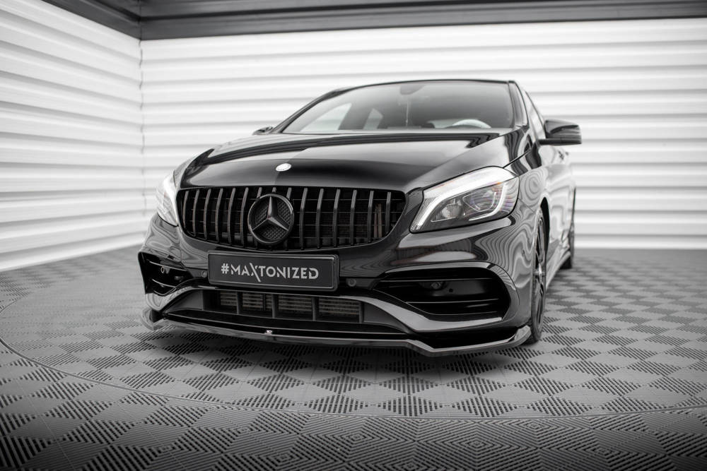 Voorspoiler V.1 Mercedes A Klasse AMG Line W176 FL Maxton Glans Zwart