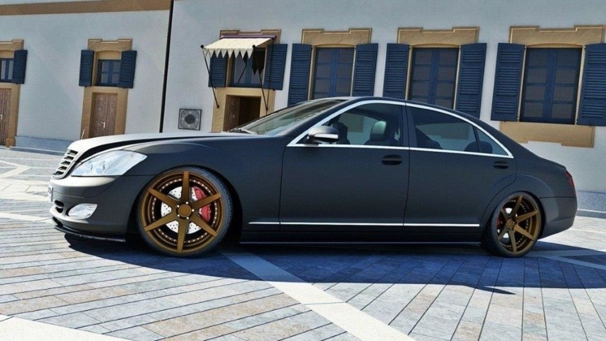 Zijskirts Mercedes S-Klasse W221 Maxton Design glans zwart