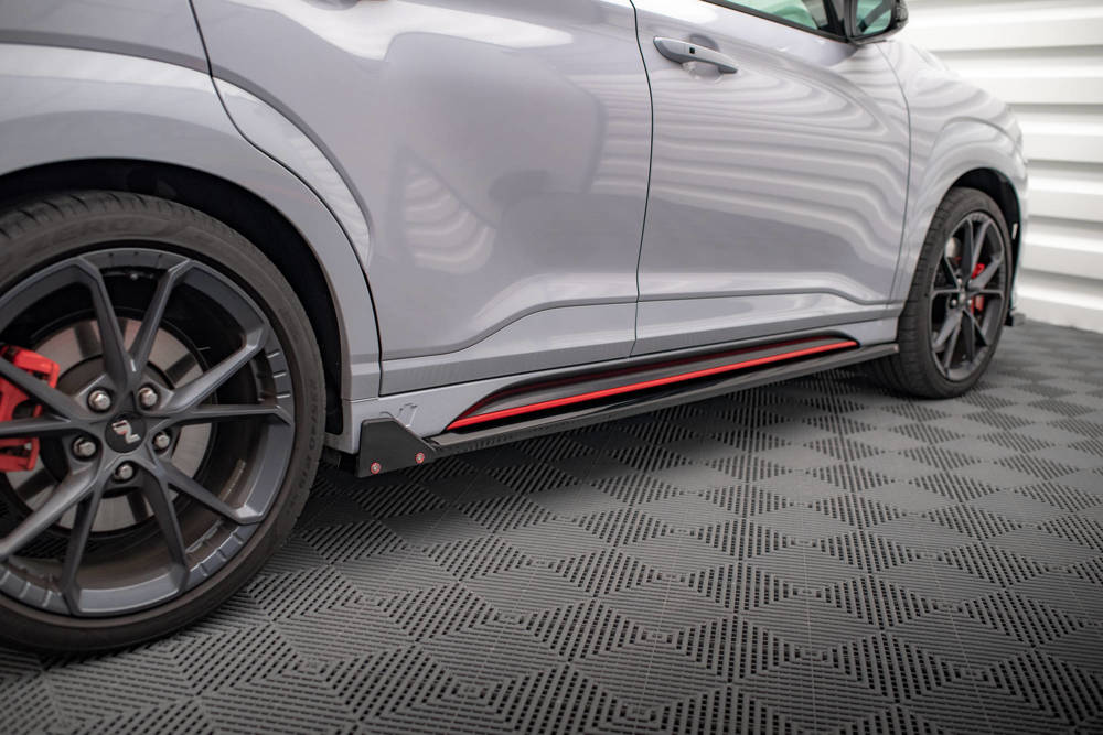Zijskirts V.1 met Canards Hyundai Kona N Maxton Glans Zwart