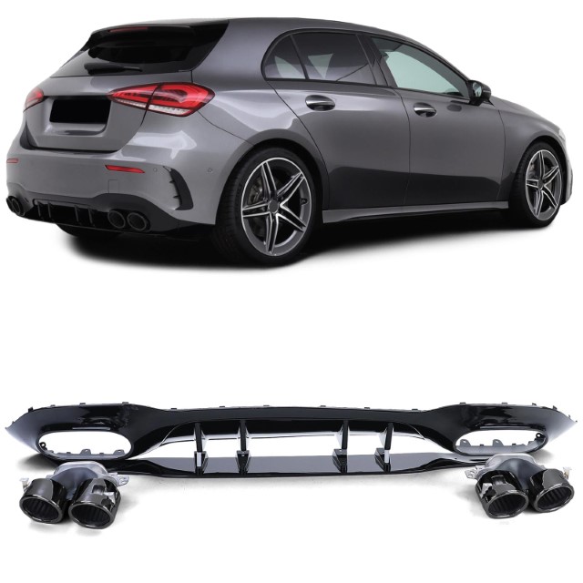 Diffuser Mercedes A klasse W177 A35/A45 Look Glans Zwart Sierstukken