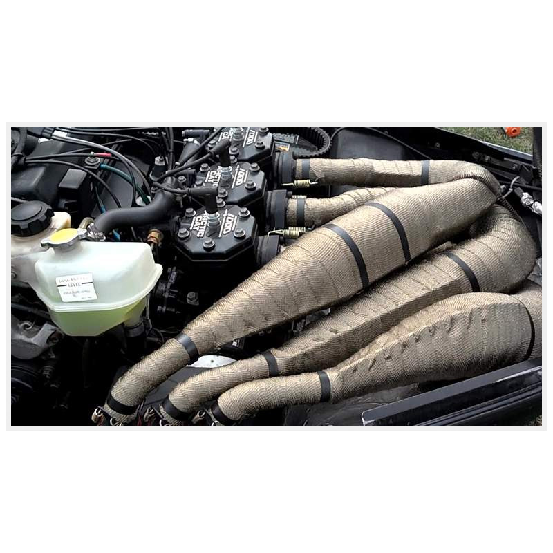 Simoni Racing Warmte-isolerende Uitlaat Wrap Kit 1 - 15m x 5cm + 6 klemmen < 1000°C - Titaniumvezel