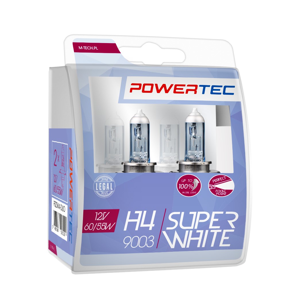 Mtech Powertec SuperWhite H4 bulb 12V DUO