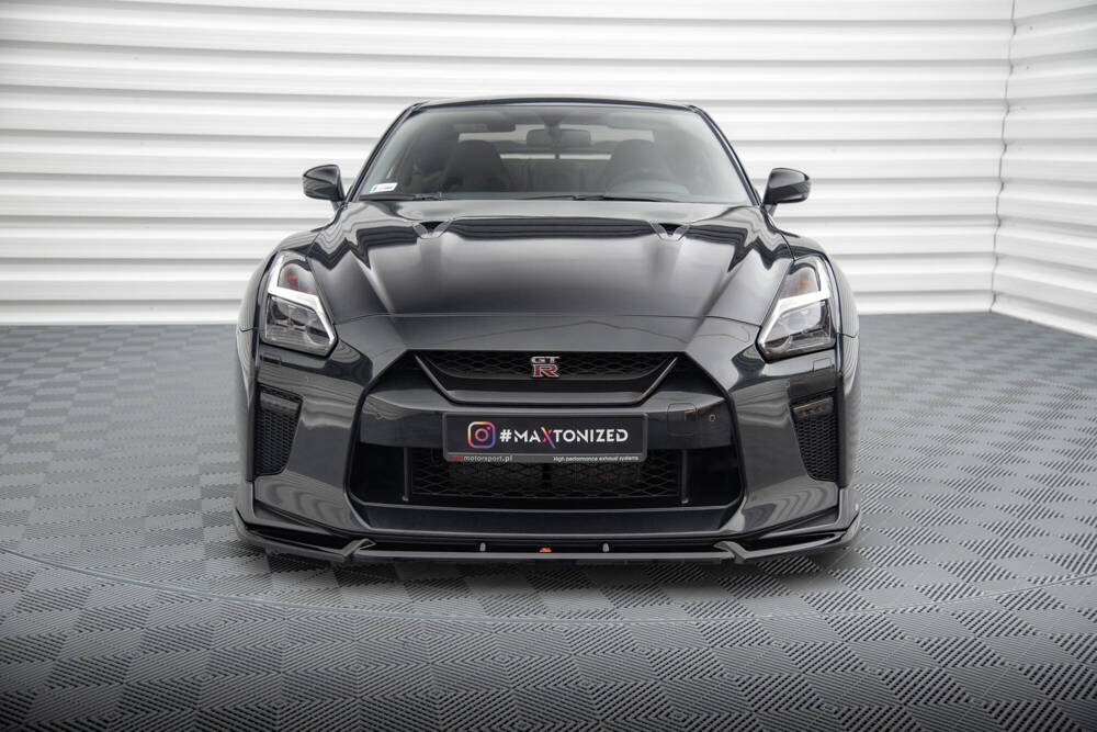 Voorspoiler V.2 Nissan GTR R35 17-22 Maxton Glans Zwart