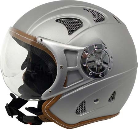 Motorhelm Jet luxe mat zilver L