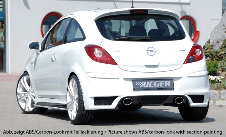 Diffuser Opel Corsa D Rieger carbon-look uitlaat links + rechts