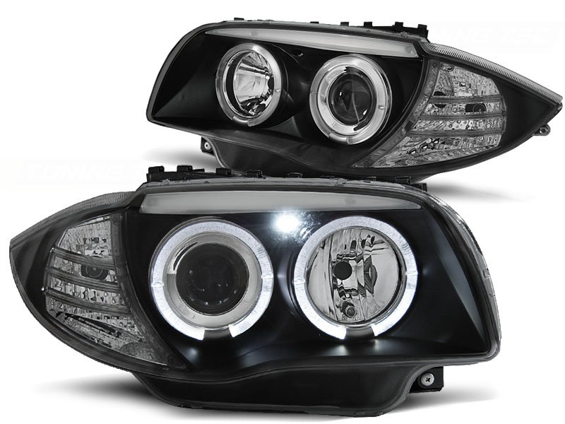 Faros BMW 1 Serie E87 Angel Eyes negro
