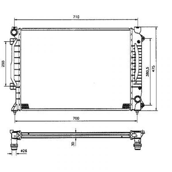 Radiator Audi A6 4B 97-04 NIET QUATTRO 2.5 TDI +/-AC 630x450