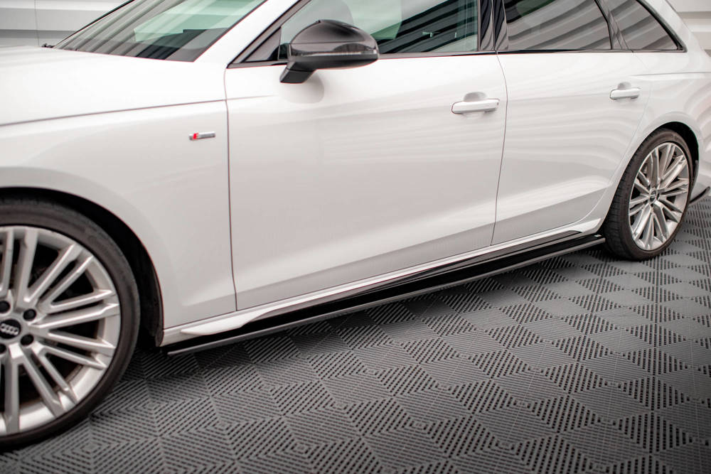 Zijskirts Audi S4 / A4 S-Line B9 Maxton Glanzend Zwart